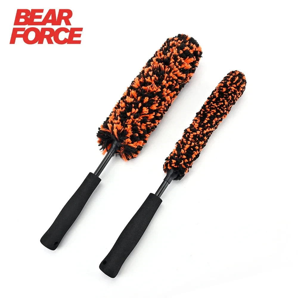 BEAR FORCE | Wheel Rim Cleaning Microfibre Plush Bendable Brush Set Pair X2