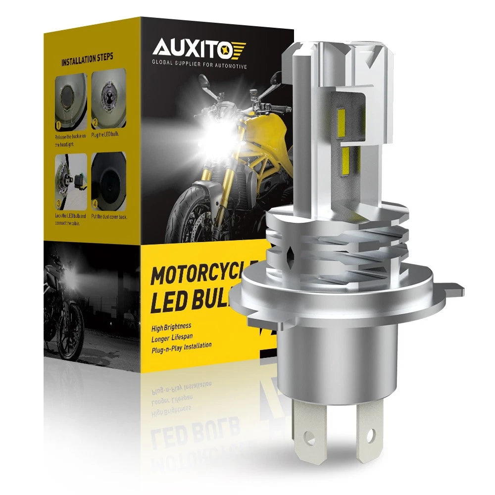 AUXITO Motorcycles 9003 H4 LED High Headlight Bulbs Low Beam Fanless 3000LM 1PCS
