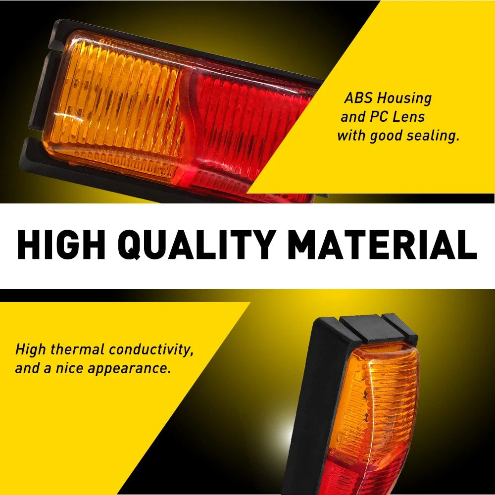 12PCS Side Marker Lamp Red Amber LED Clearance Lights Indicator 24V Univerasl