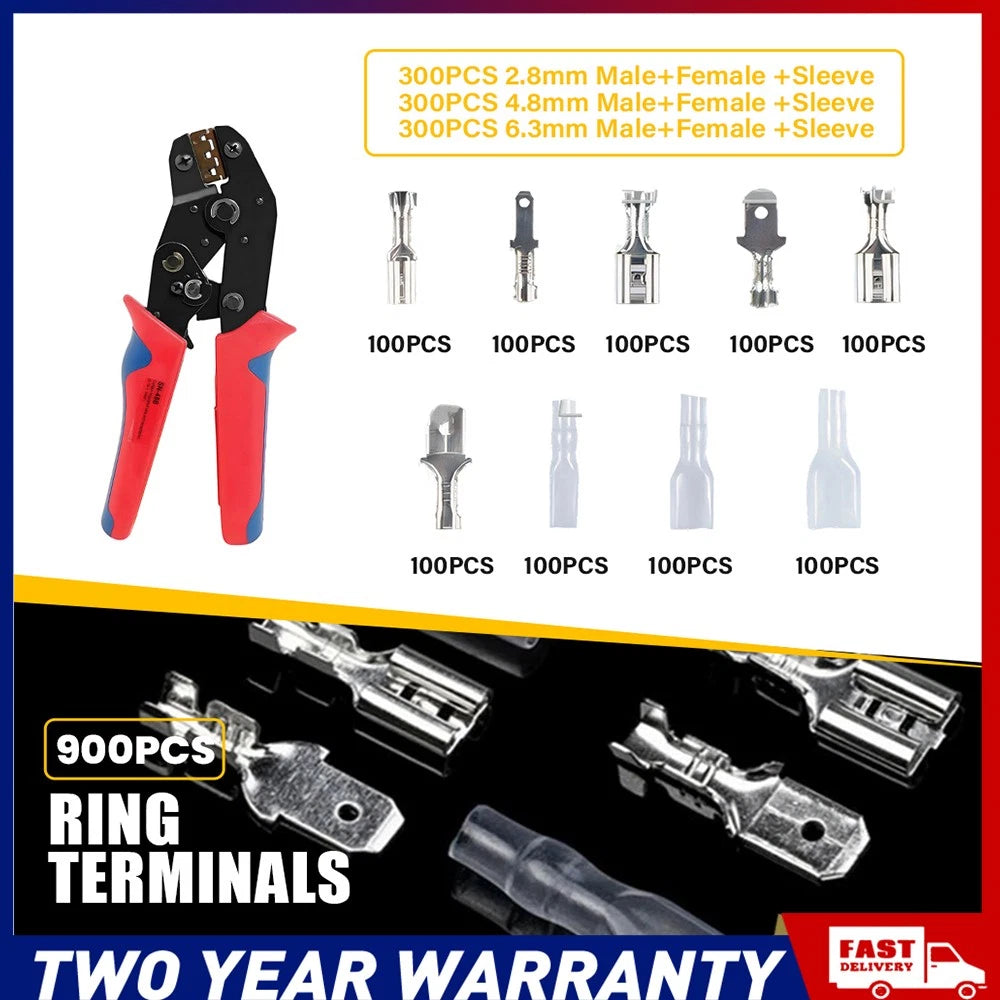 900x Assorted Insulated Electrical Wire Connectors Kit Terminal Crimp Spade