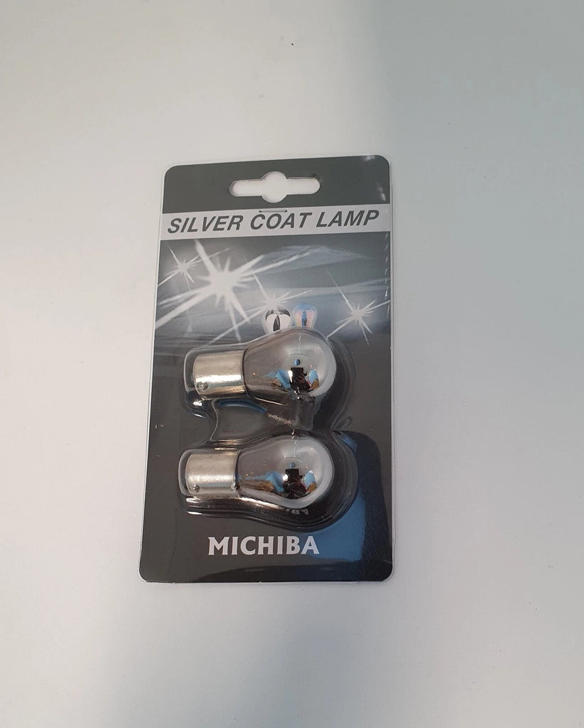 Silver Coating Amber Indicator Light Globe S25 BAU15S PY21W 2pcs pack