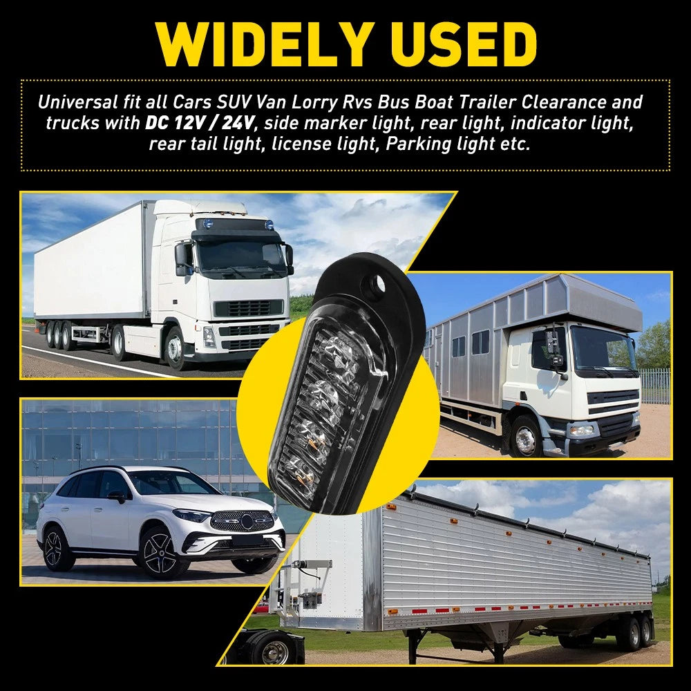 10 x LED CLEARANCE LIGHTS SIDE MARKER LAMP RED AMBER TRAILER TRUCK CARAVAN VOLT