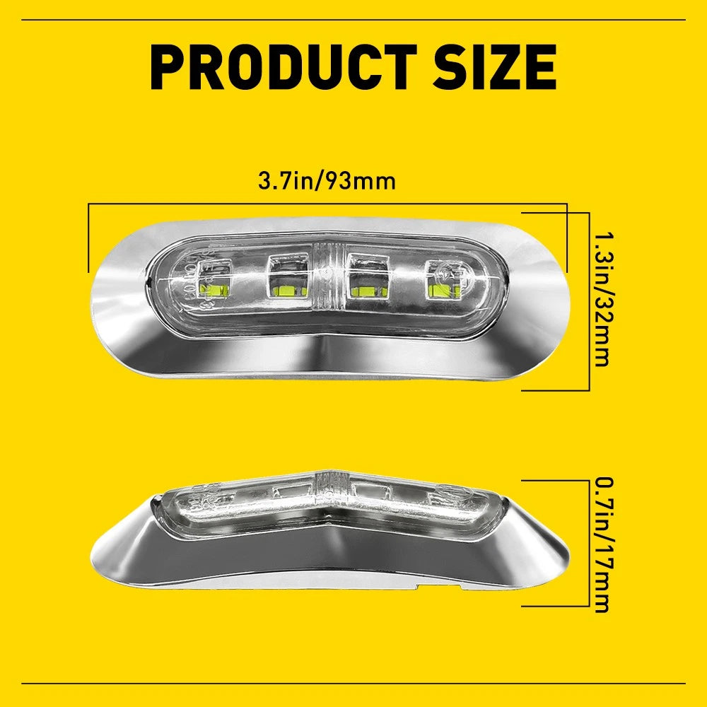 10/30X Clearance Lights LED Side Marker Truck Trailer LORRY Lamp Red Chrome 12V.