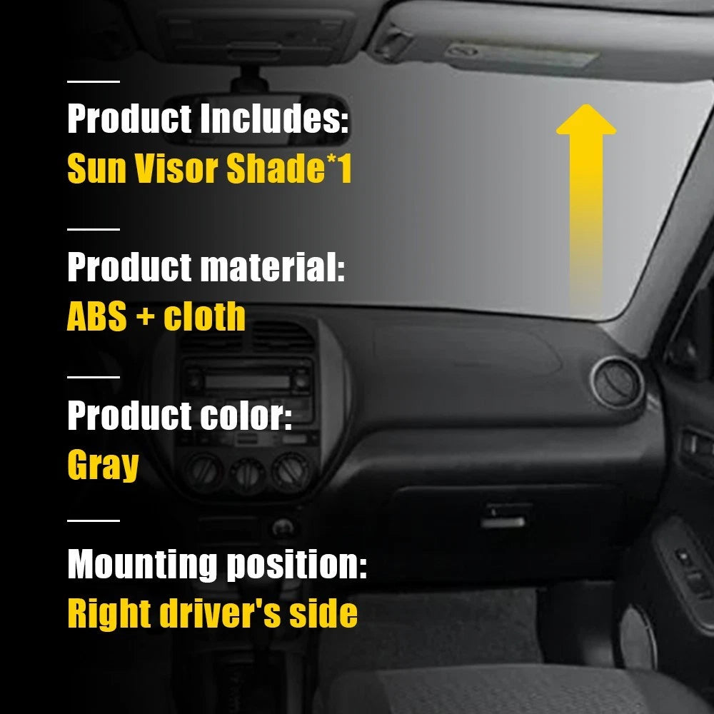 SUN VISOR RH RIGHT SIDE GRAY & EXTENDED PAD For TOYOTA RAV4 2004-05 REPLACEMENT