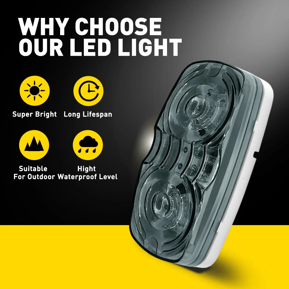 4PCS Amber Red Led Clearance Lights Side Marker Lamp Trailer Truck Caravan IP67