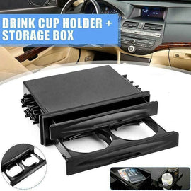 Universal Car Dash Double Din Radio Pocket Kit w/ Cup Holder Storage Box Black