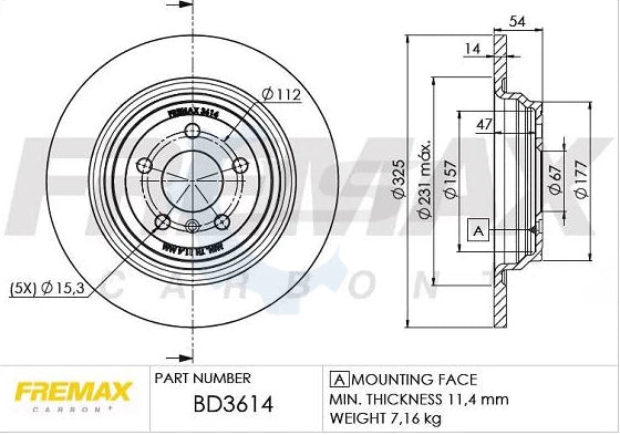 Rear Brake Pads and Disc Rotors set for MB ML250 12-15 W166 non-AMG Package