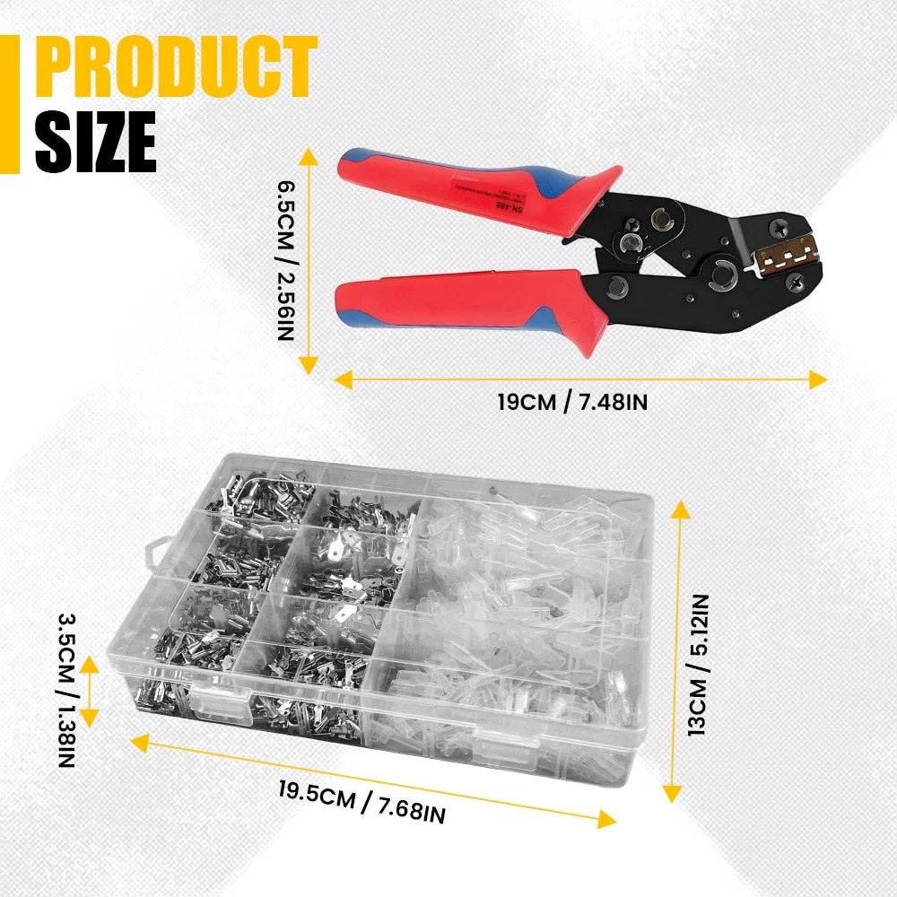 900x Assorted Insulated Electrical Wire Connectors Kit Terminal Crimp Spade