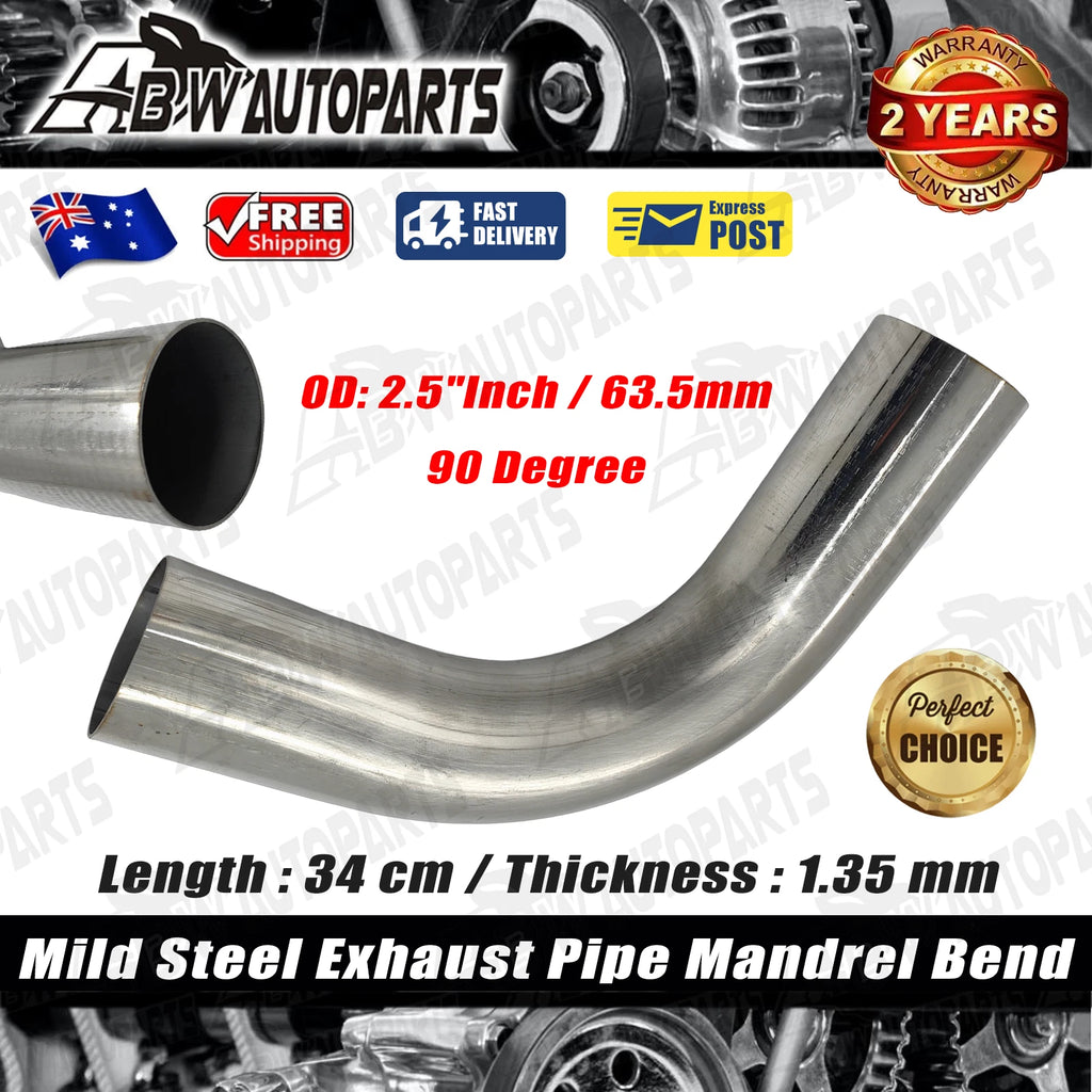 Exhaust Pipe Mandrel Bend 34cm - 2.5" Inch 90 Degree 63mm Aluminised Mild Steel