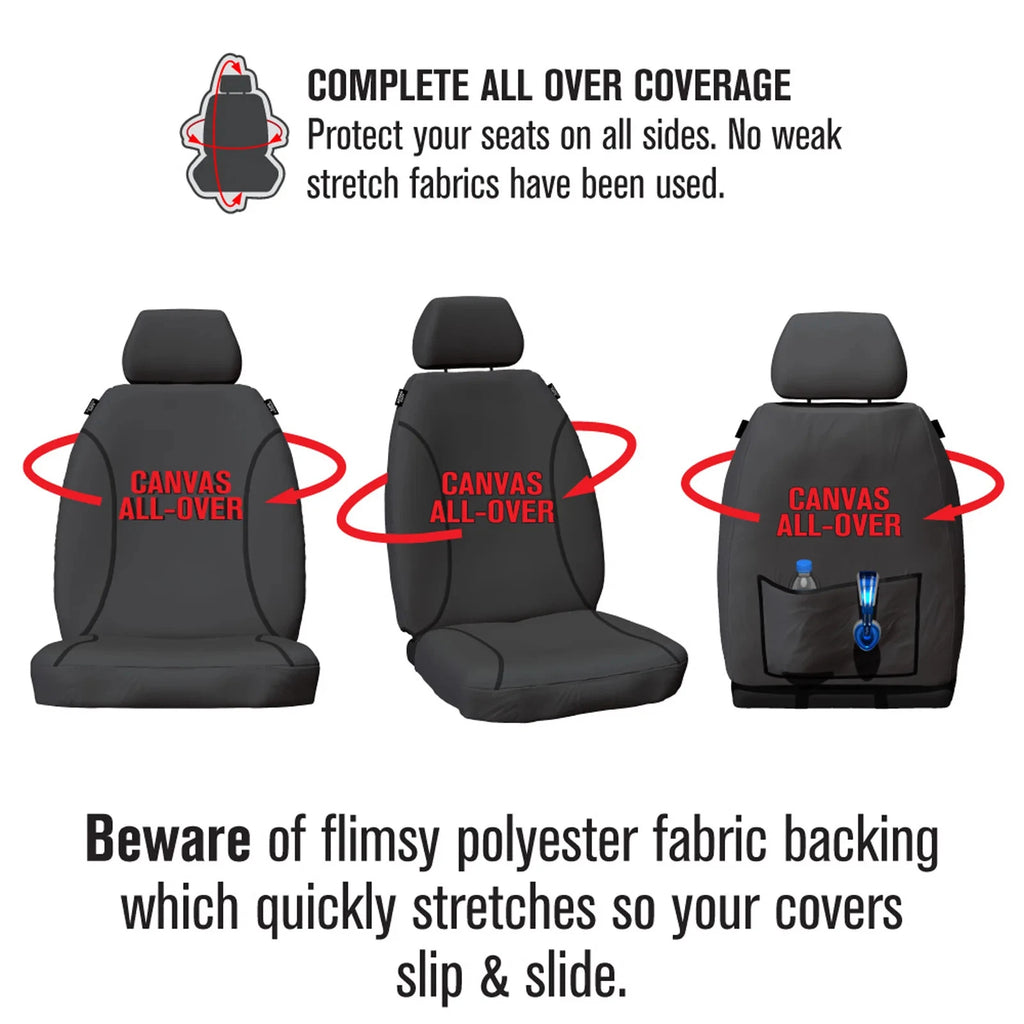Sperling Tradies Canvas Front Grey Seat Covers Suits Hiace Bus Van 2019-On RM...