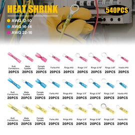 540/250PCS Heat Shrink Butt Wire Connectors Electrical Crimp Marine Terminal Kit