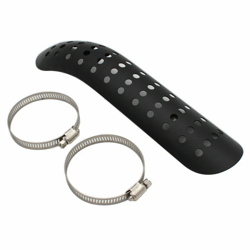 Universal Motorcycle Curve Exhaust Muffler Pipe Heat Shield Cover Heel Guard BLK