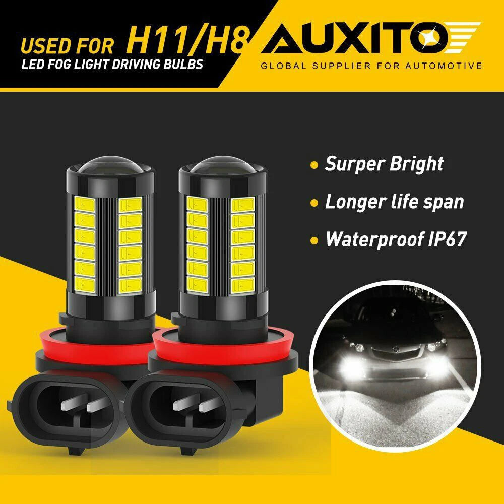 AUXITO H8 H9 H11 LED Fog Light Headlight Globes Bulb H/Low Kit Beam Amber White.