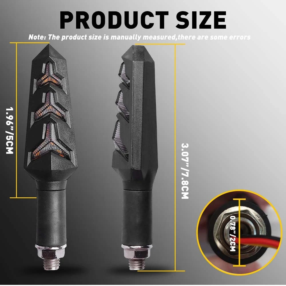 2X 12V Motorcycle Turn Signal Light Tail Indicator LED Water Motorbike Light