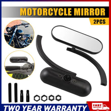 Load image into Gallery viewer, For Motorcycle Bike Chopper Cruiser Bobber Oval Mini Mirror Black 10mm 8mm Bolt.