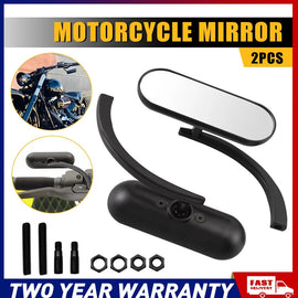 For Motorcycle Bike Chopper Cruiser Bobber Oval Mini Mirror Black 10mm 8mm Bolt.