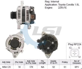 Brand New Alternator for Toyota Corolla ZRE152 2007-2015