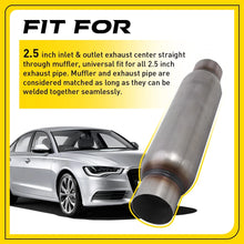 Load image into Gallery viewer, 2x 2.5 inch Exhaust Hotdog Pipe Muffler Silencer Resonator Stainless Steel 12"