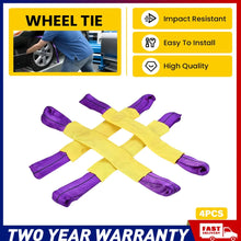 Load image into Gallery viewer, 4PCS Wheel Tie Down Strap Car Carrying Ratchet Tie Trailer Wheel Harness Tow