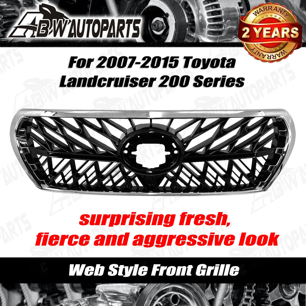 For 2007-2015 Toyota Landcruiser 200 Series Chrome Gloss black web Front Grille