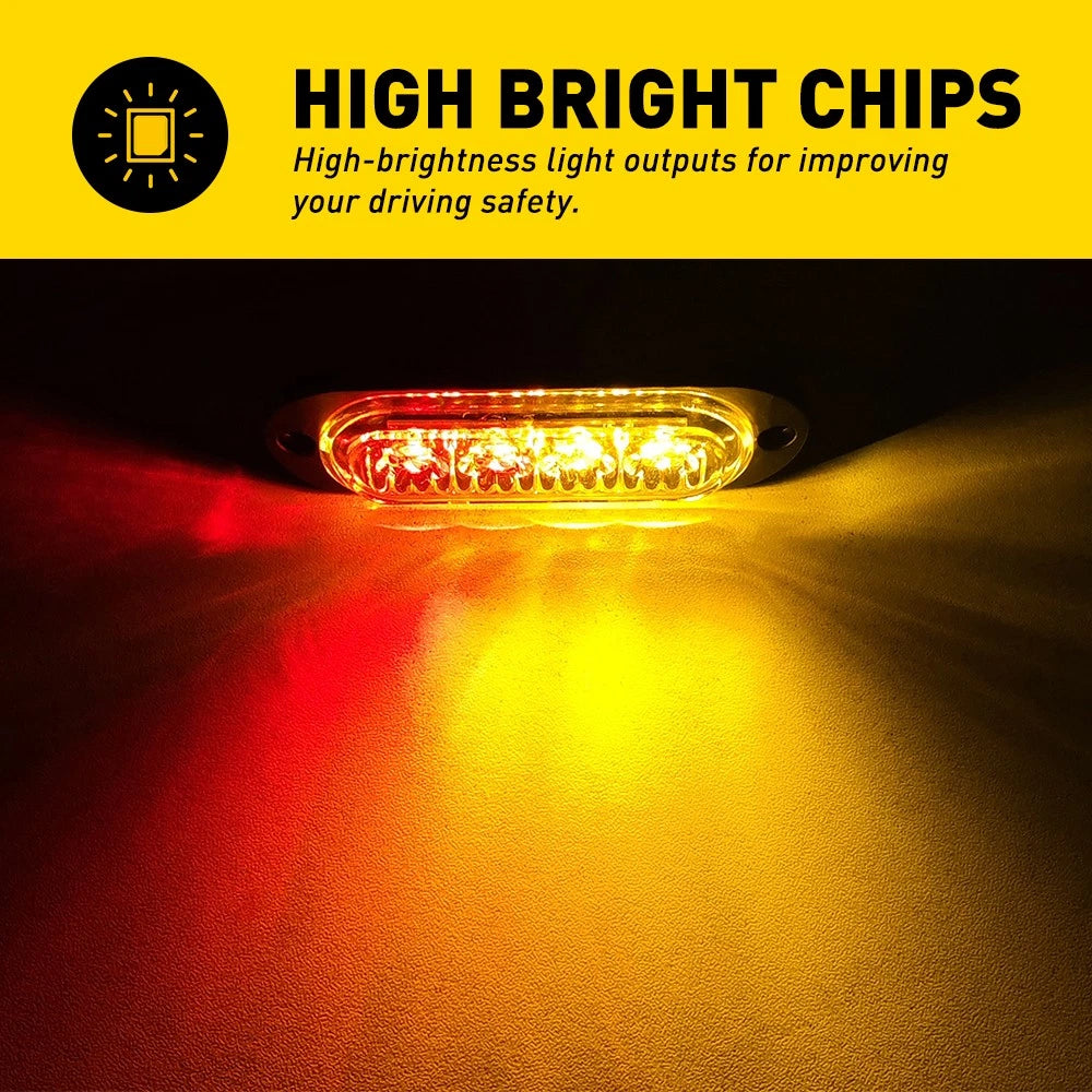 10-100X Red Amber LED Clearance Lights Indicator Side Marker Lamp Caravan Lorry