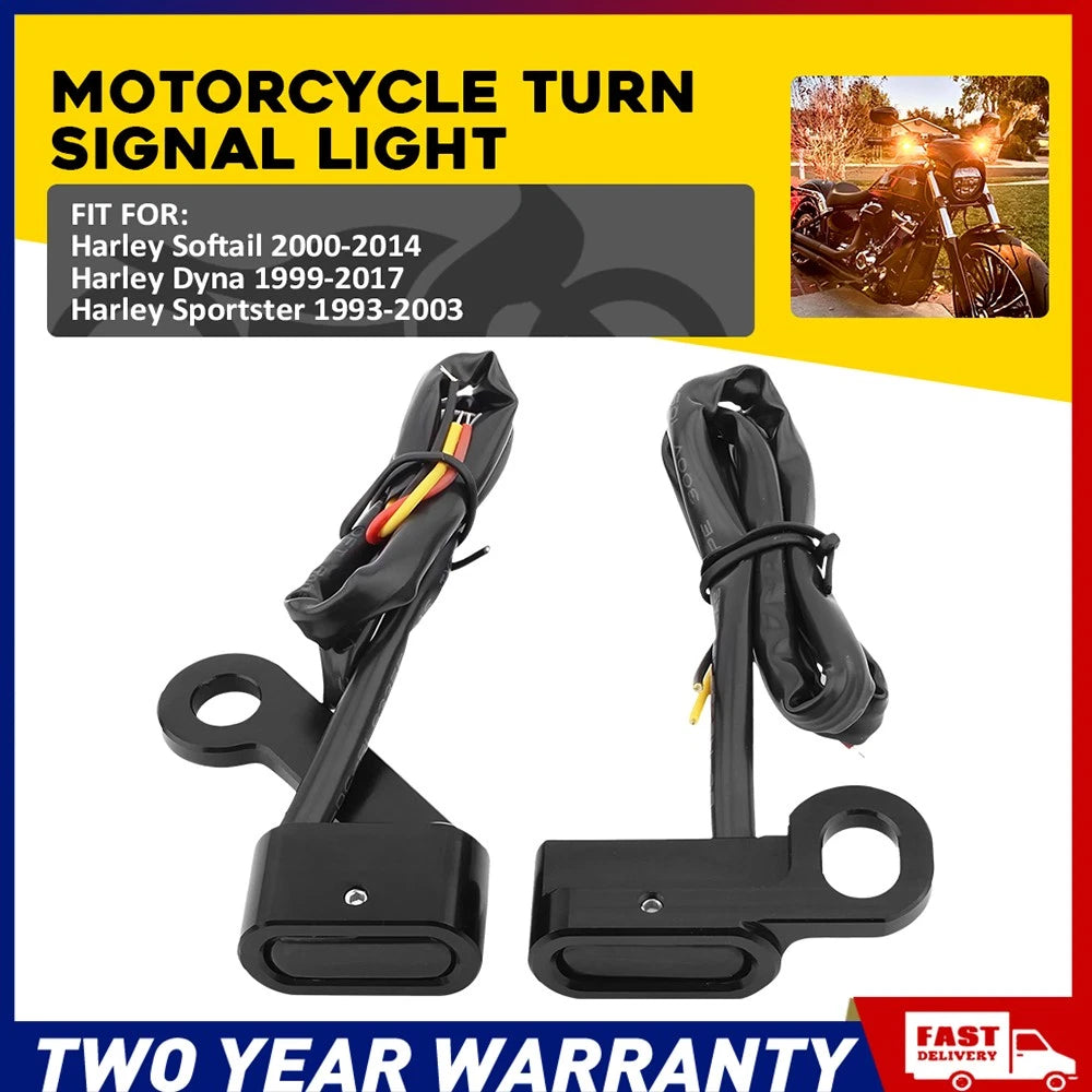 2x Black motorcycle LED turn signal light indicator For Dyna Sportster Softail