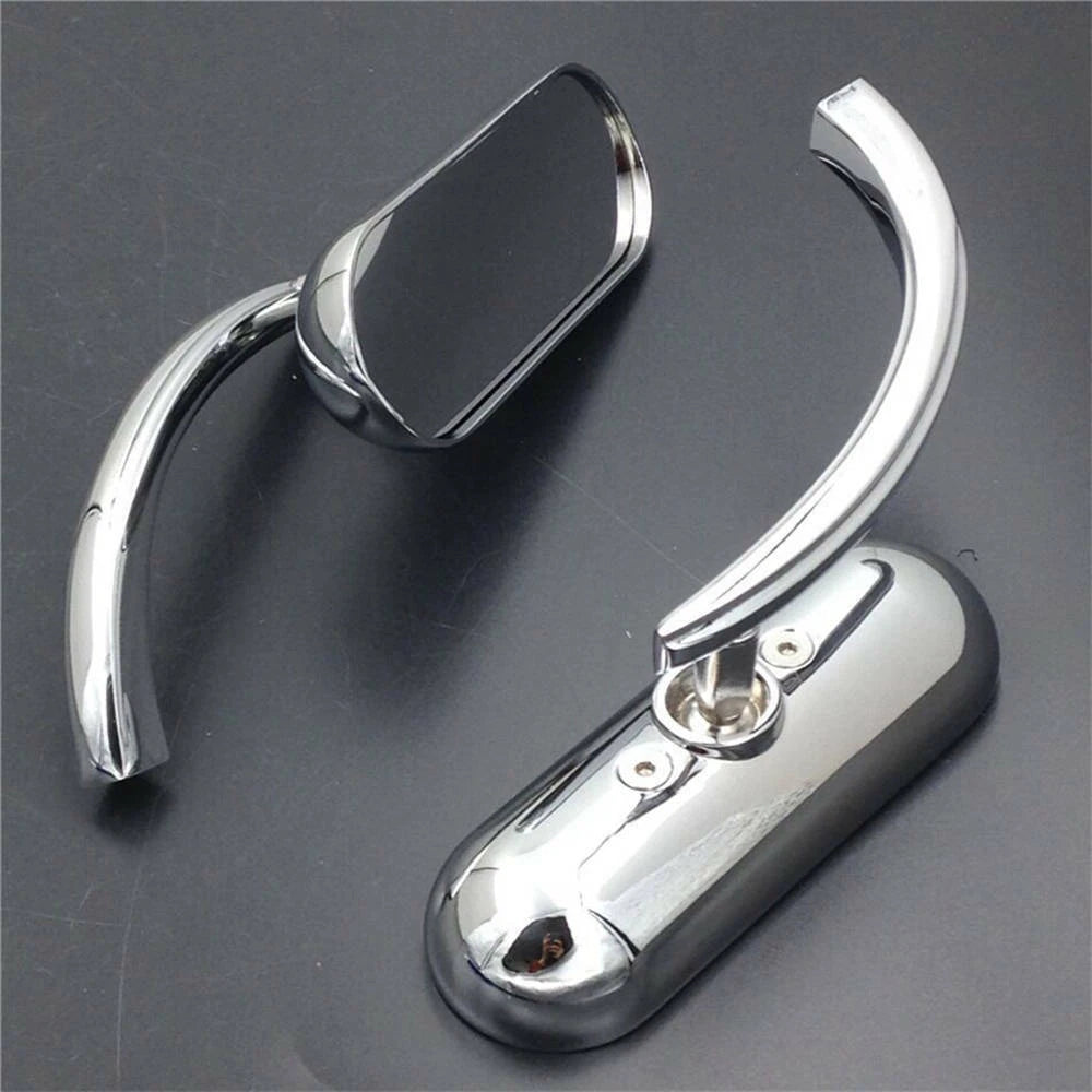 2x Chrome Motorcycle Mini Oval Rearview Mirrors For Harley Softail FXST FXR FXD