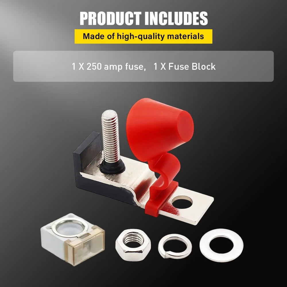 Universal MRBF fuse holder battery terminal mount With 1 fuse 250A 8mm Set