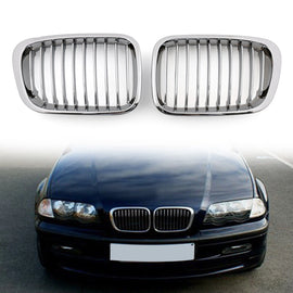 Chrome Front Kidney Mesh Grille Grill For BMW E46 3 Series 4 Door Sedan 98-01