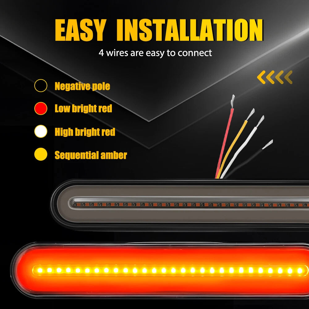 2X 100 LED Tail Lights Brake Indicator UTE STOP Reverse Slim Strip Trailer Light