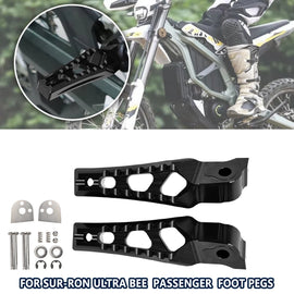 Black Rear Passenger Foot Pegs Pedal Mount For Surron Sur-Ron Ultra Bee 2023+ST