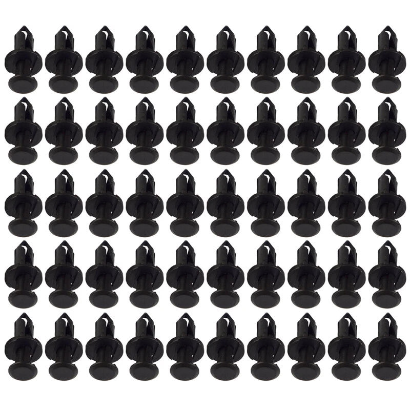 50 x 8mm Hole Plastic Rivet Fastener Push Clips Black Nylon For Car Auto Fender