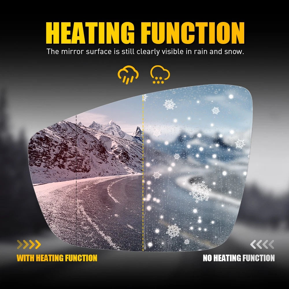 Left Passenger Side Mirror Glass For VW POLO SERIES VI 10-17 Heated Convex Base.