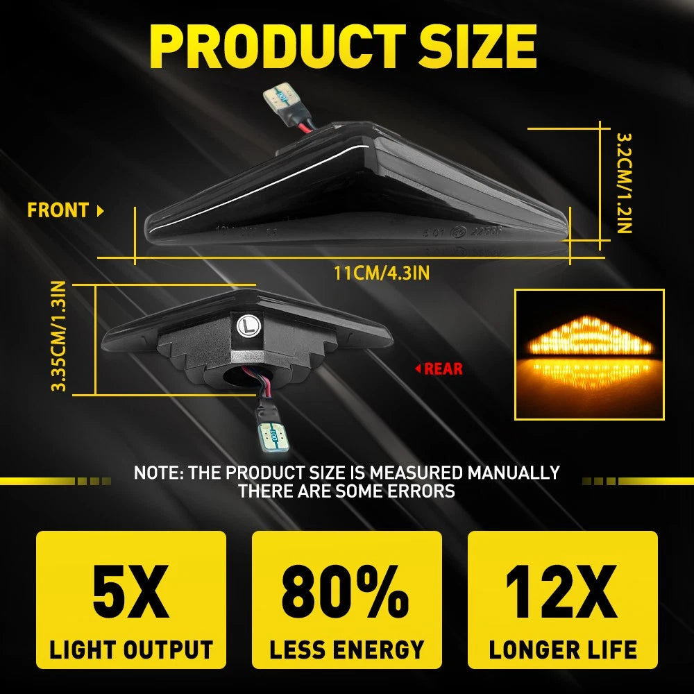 2Pc Fit For Ford Falcon FG XT Flowing Side LED Indicator Blinker Light 1065645