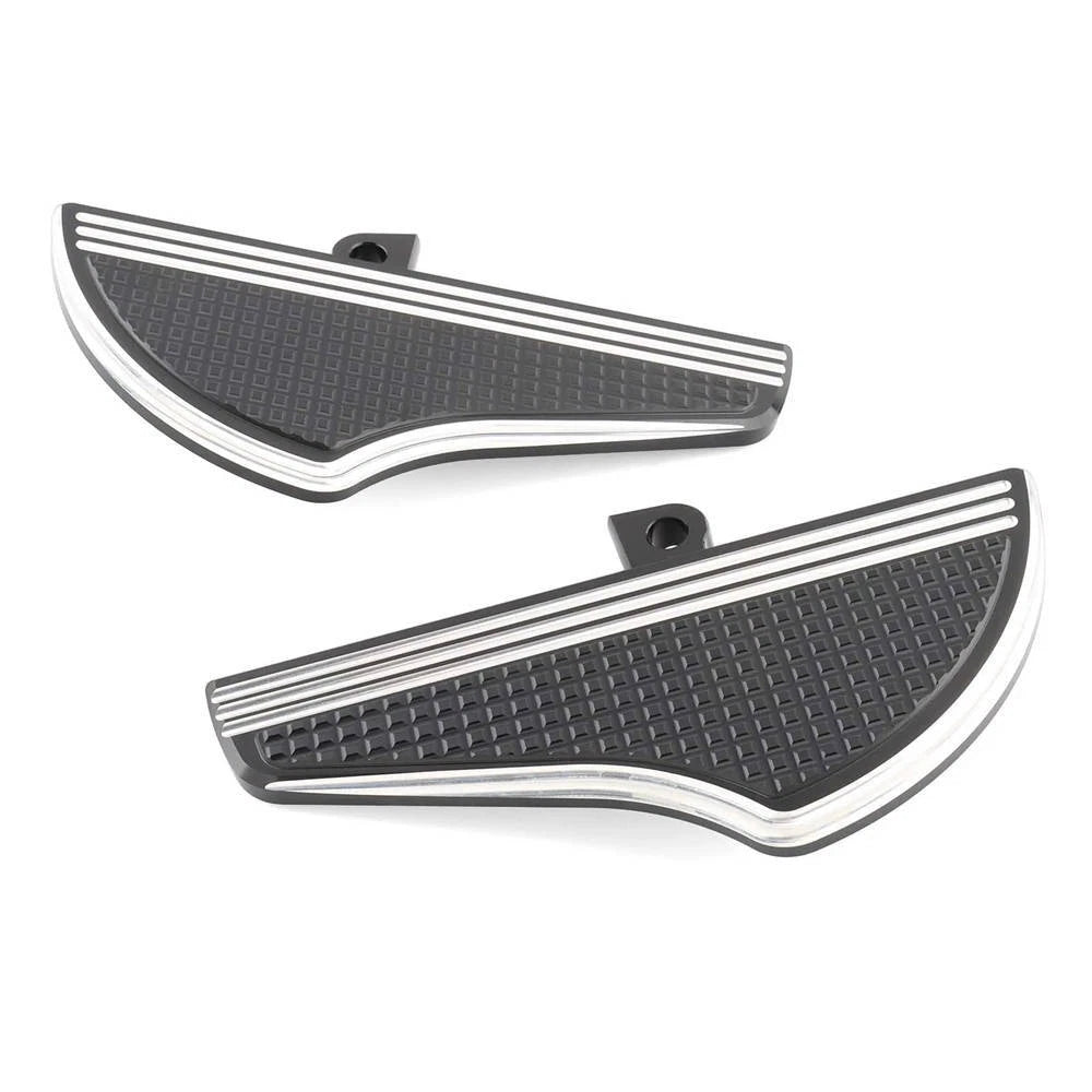 Black White Front Foot Pegs Floorboards Pad For Harley Sportster Touring Softail