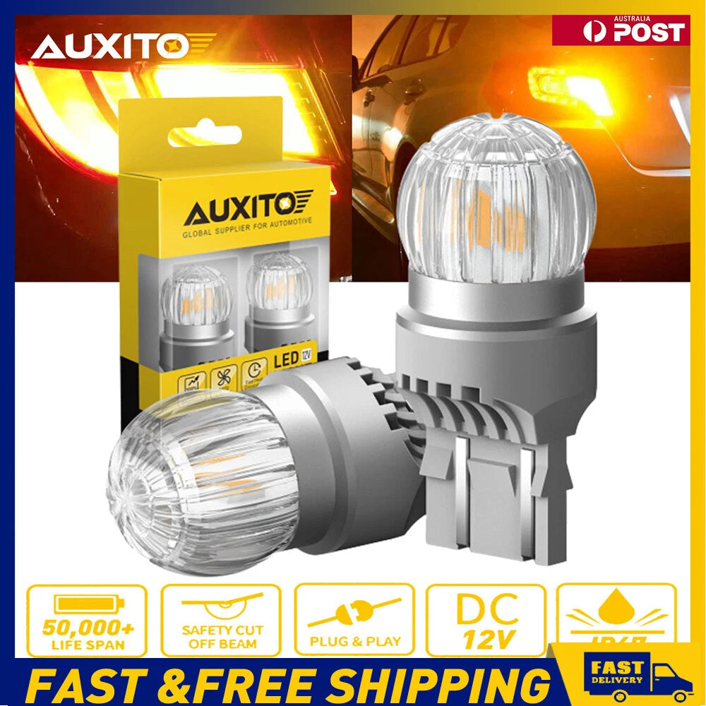 2x T20 7440 WY21W W21W 6 SMD AMBER ORANGE LED INDICATOR SIGNAL LIGHT BULBS 12V