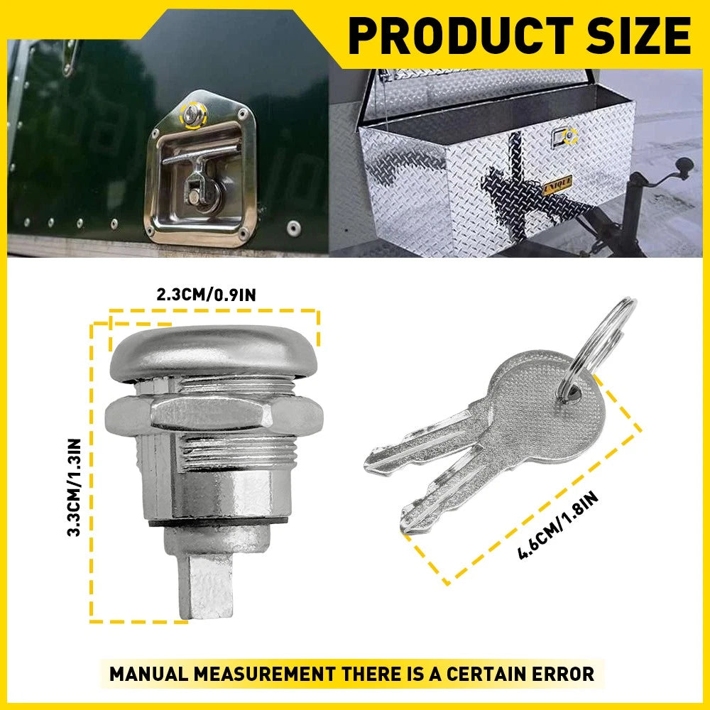 Set of 2 For Lockable Flush Folding T Handle Toolbox TOOL Keyed Alike Cylinders