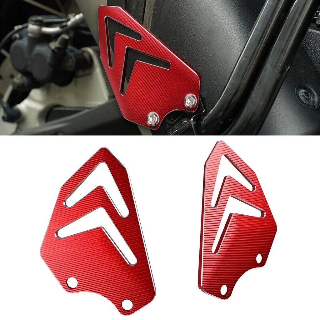 2X Red CNC Billet Passenger Heel Guards Matt For Ducati DesertX 2022+ Anodized S
