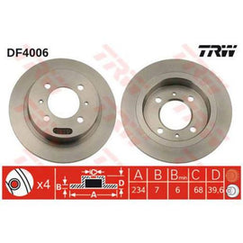 TRW Brake Rotor 234mm Rear DF4006S