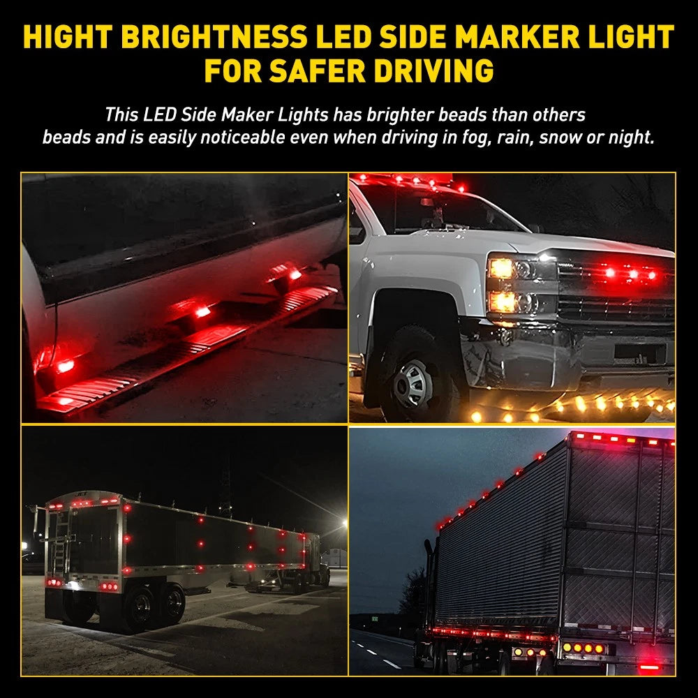 10-30x Red LED Clearance Lights Side Marker Lamp Trailer Truck Caravan Lorry