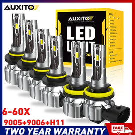 6-60x 9005 H11 9006 22000LM LED Headlight Bulbs Hi Low Beam 6500K White 12V A
