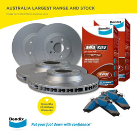 Front Rear Brake Pads and Slotted Disc Rotor Set for PRADO 120 Series