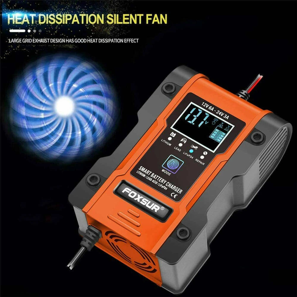 12/24V Car Battery Charger Lead-acid AGM GEL& Lithium LiFePO4 Battery Repair ST