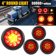 Load image into Gallery viewer, 4x 4 Inch Round 12V Reverse Brake Turn Signal 16LED Truck Tail Lights Amber Red