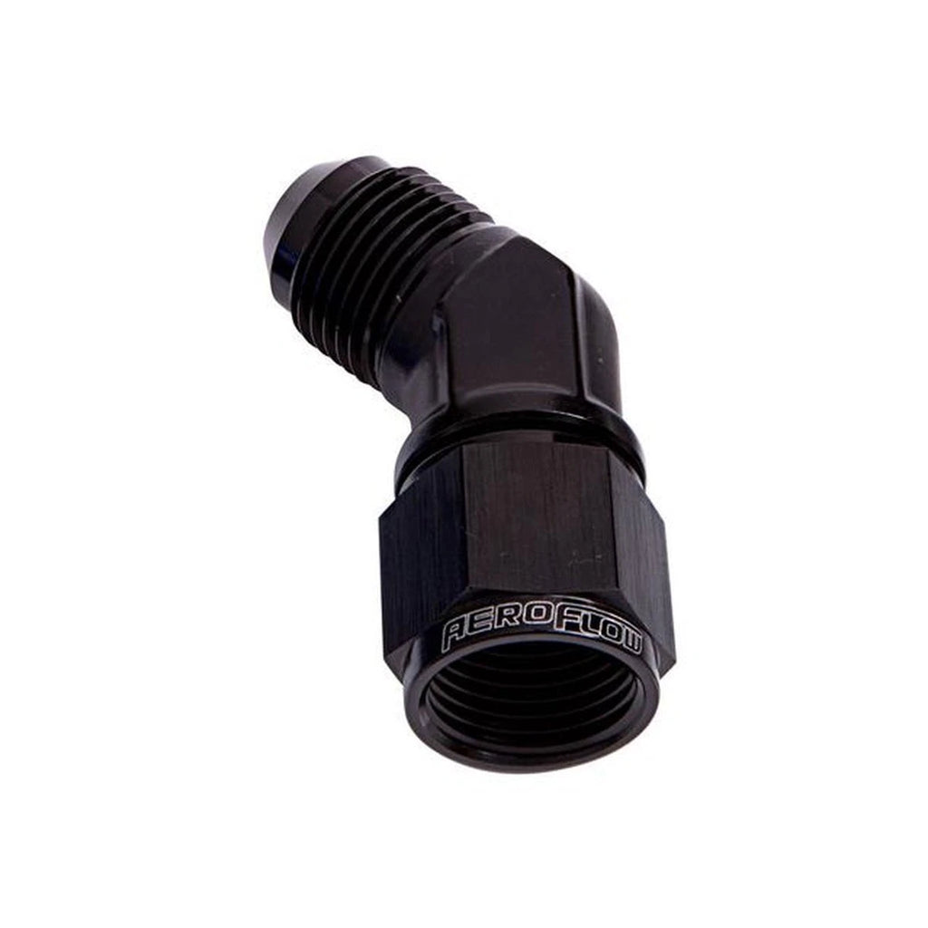 Aeroflow AF142-10BLK 45Deg Female - Male -10AN Black Swivel Nut