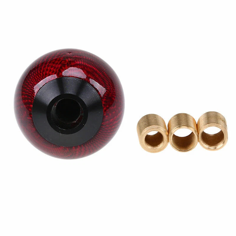 Red Carbon Fiber Gear Shift Knob Round Ball Shape Universal for Manual Cars ST