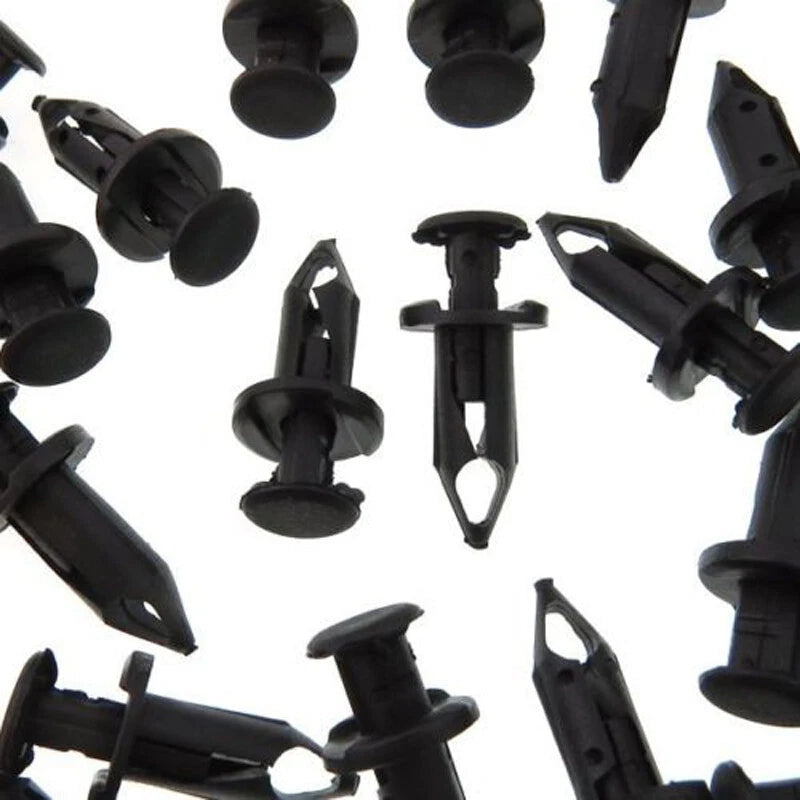 50 x 8mm Hole Plastic Rivet Fastener Push Clips Black Nylon For Car Auto Fender
