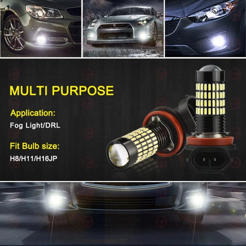 Projector LED Fog Light Bulb Globes X2 Super Bright White Xenon CANBUS H8 H9 H11