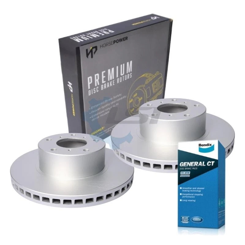 Front Bendix Brake Pads and Disc Rotors for Holden COMMODORE VX VY VZ VT SV6 SV8