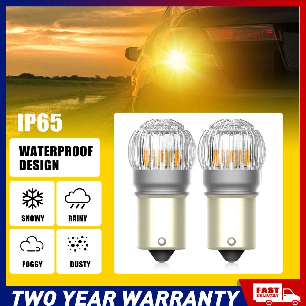 2-10x CANBUS BA15S 1156 AMBER LED INDICATOR GLOBE Turn Light Signal Bulb. A
